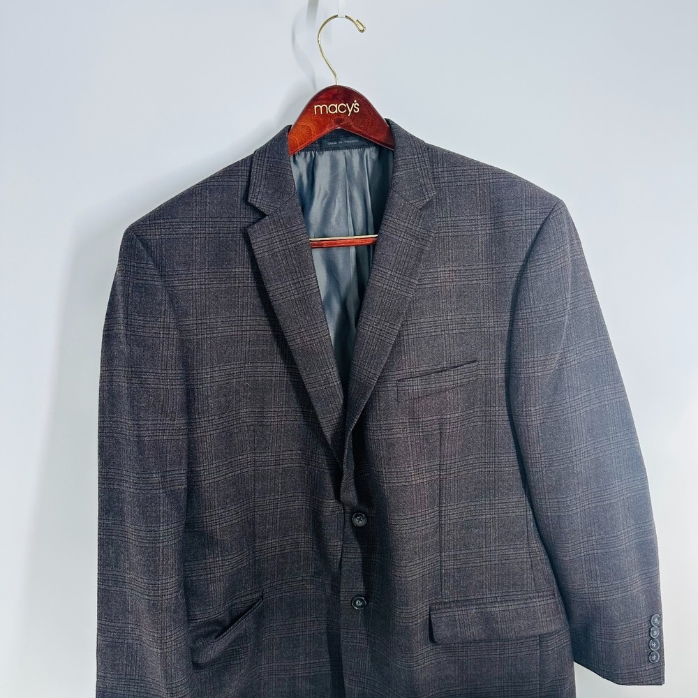 Calvin‎ Klein Plaid 2 Button Long Sleeve Jacket Sport Blazer Gray Size 32×16